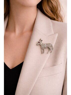 Vintage 90s Donkey Mule Democratic Rhinestone Brooch Silver Tone Animal Brooch